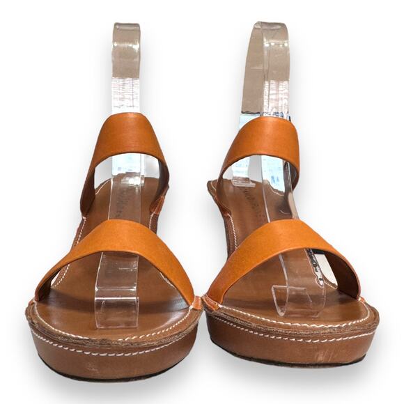 Donald J Pliner Chasta Orange Tan Two Strap Leather Heeled Sandals Womens Size 8 - Picture 3 of 9